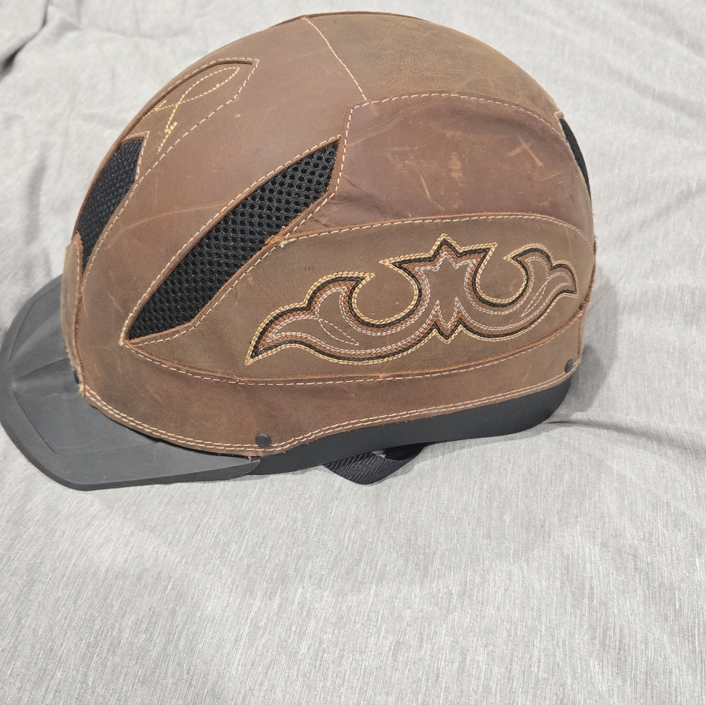 Troxel Cheyenne Brown Leather Western Riding Helmet Size Small Horse Tack